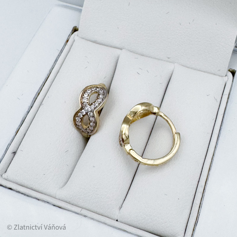 Žluté zlato náušnice nekonečno